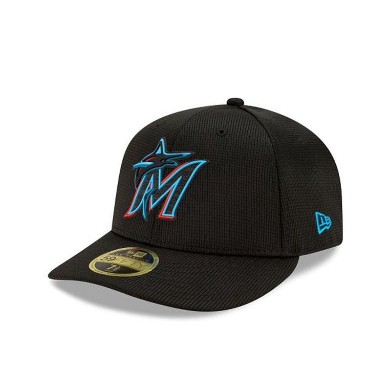 MLB Miami Marlins Clubhouse Collection Low Profile 59Fifty Fitted (HZL7796) - Black New Era Caps